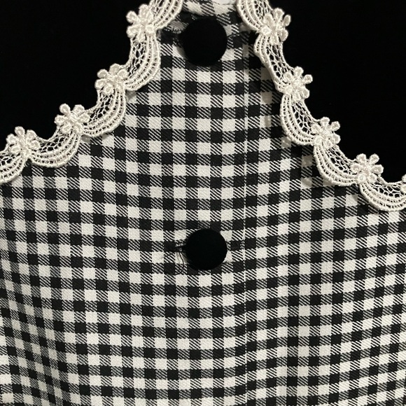 VTG Bonnie Jean Black Checkered Party Dress Velvet Lace Collar Girls Size 16 - Picture 5 of 7